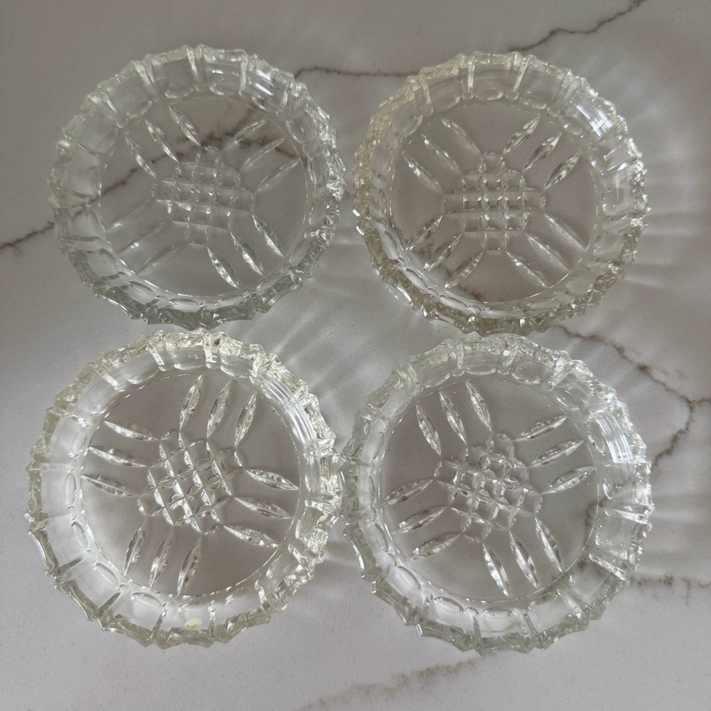 Set of Four Clear Glass Coasters
